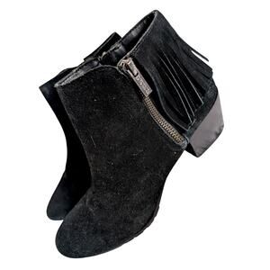 KENNETH COLE REACTION! BLACK GENUINE SUEDE LEATHER DUAL ZIPPER ANKLE BOOTS! 9.5M
